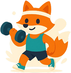 Illustration du renard orange de Tribos soulevant un haltère